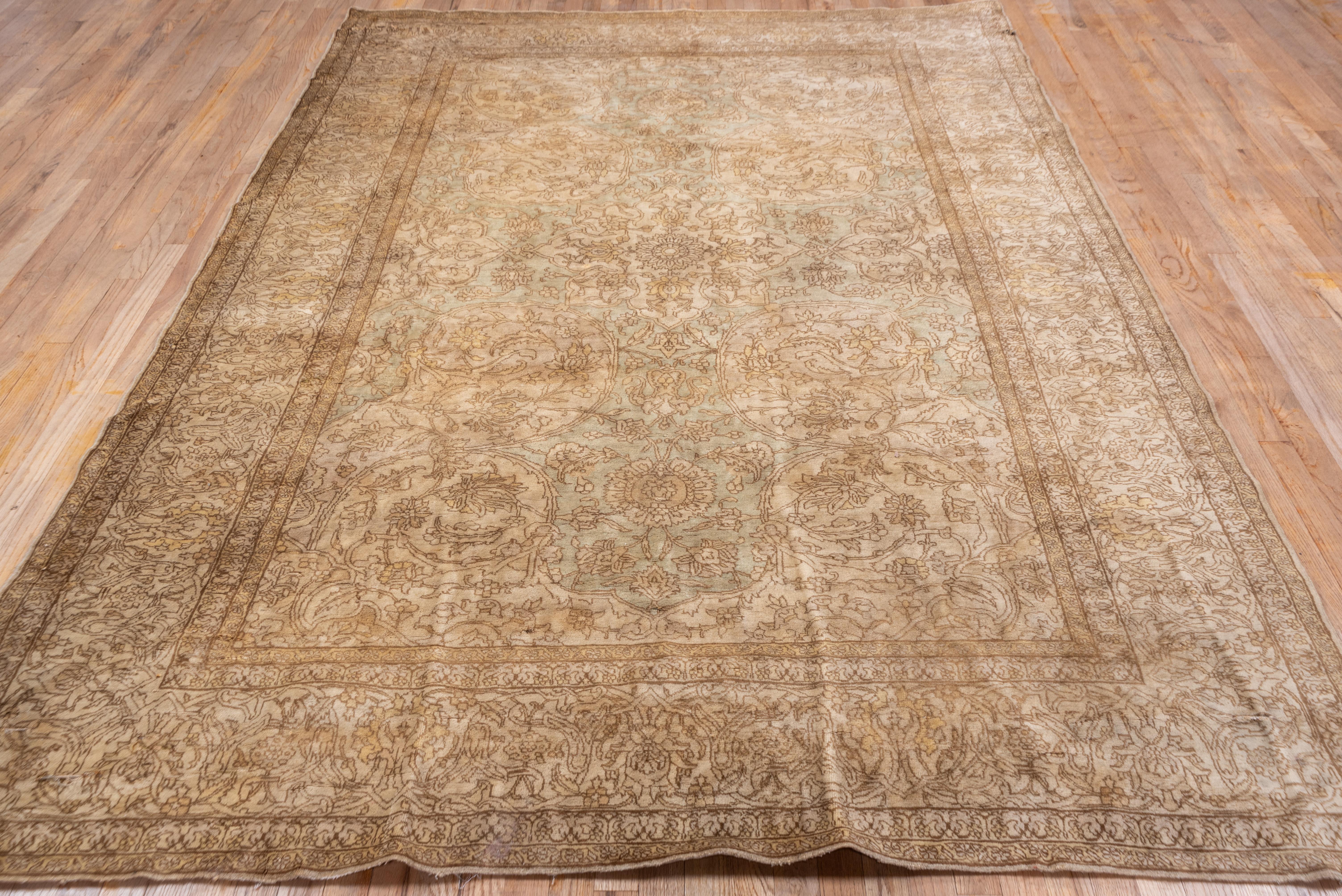 Hand-Knotted Finely Woven Tone on Tone Antique Persian Tabriz Rug, circa 1920s For Sale