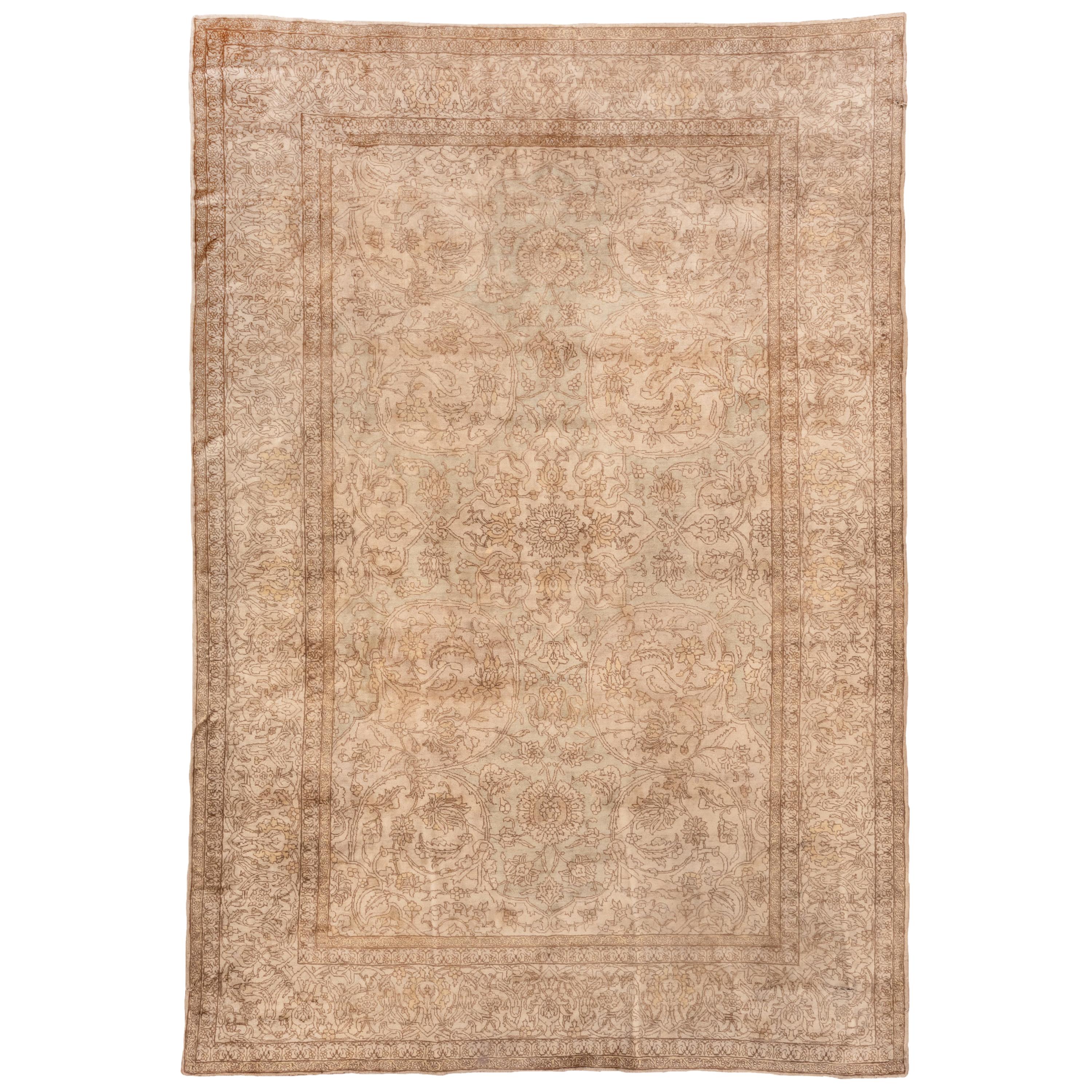 Fein gewebter Ton auf Ton antiker persischer Täbris-Teppich, ca. 1920er Jahre