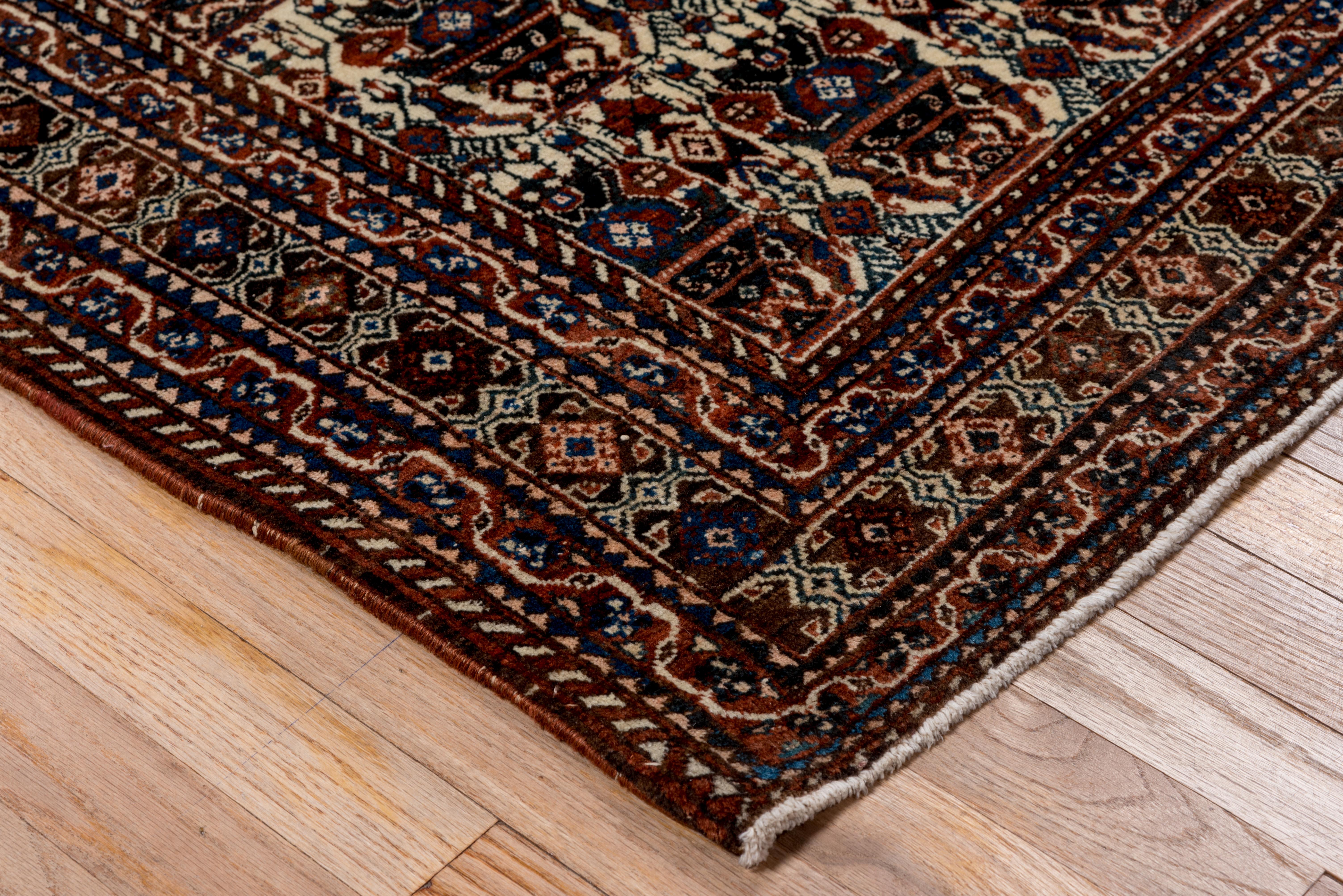 Hand-Knotted Finely Woven Tribal Persian Abadeh Scatter Rug, Allover Field, circa 1930s For Sale