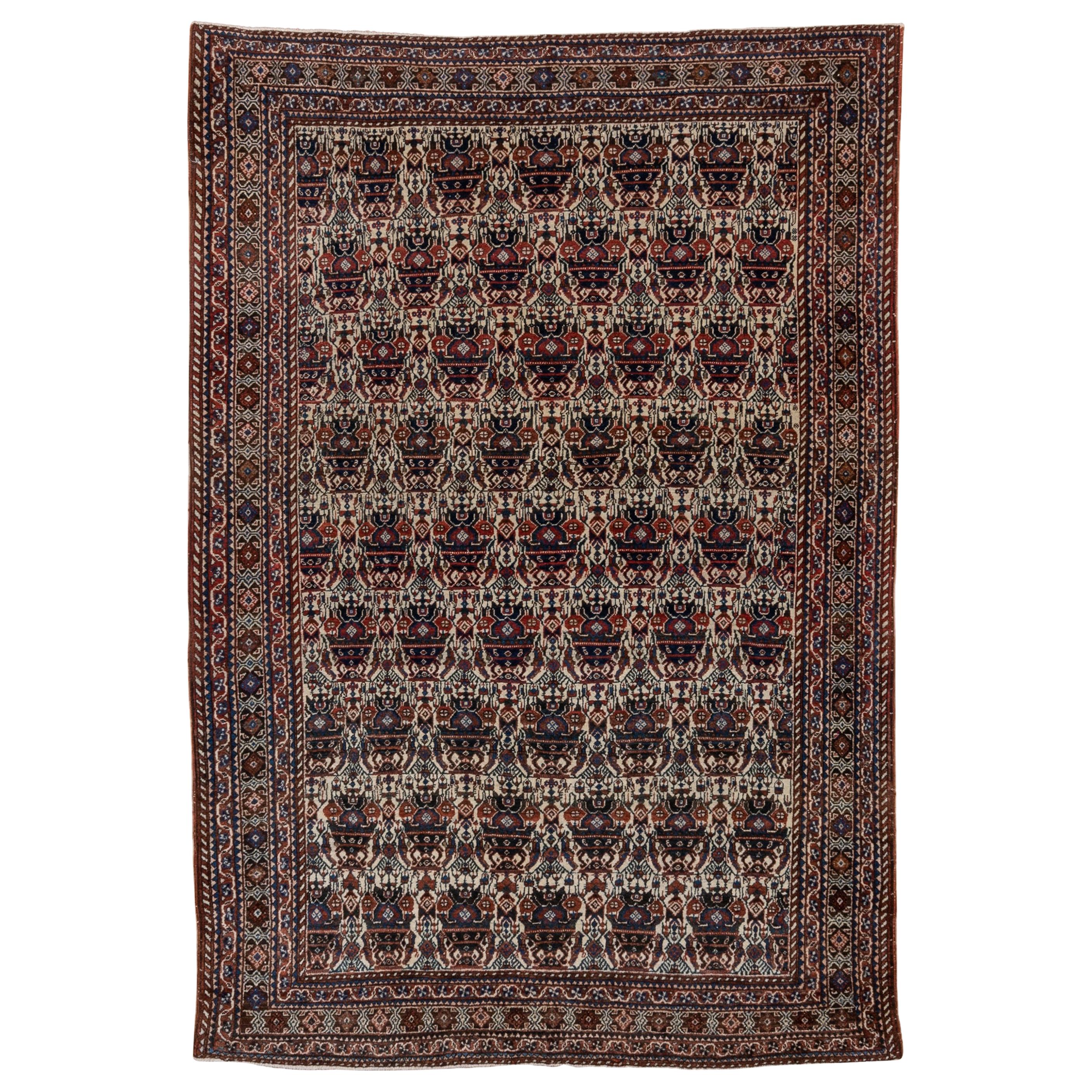 Finely Woven Tribal Persian Abadeh Scatter Rug, Allover Field, circa 1930s For Sale