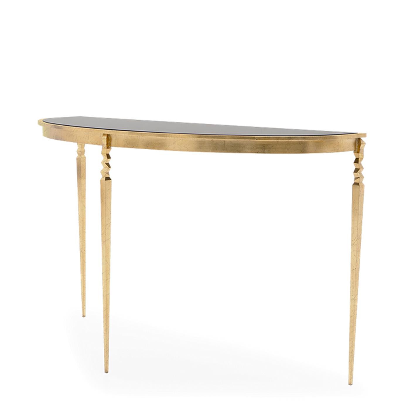 Noirci Table console Finesse avec plateau en verre noir massif en vente