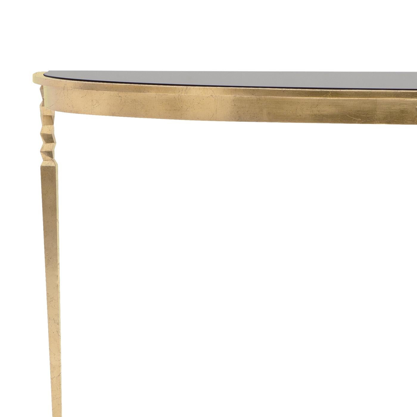 English Finesse Console Table with Solid Black Glass Top For Sale