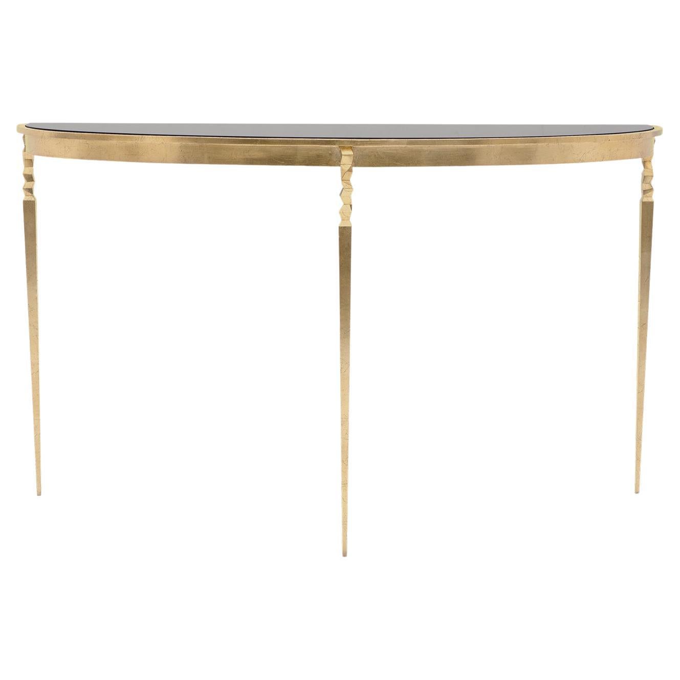 Table console Finesse avec plateau en verre noir massif en vente