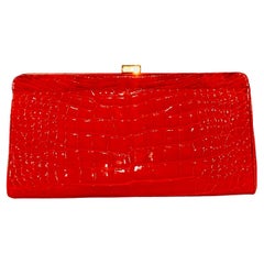 Finesse La Model Glazed Orange Alligator Clutch Handbag