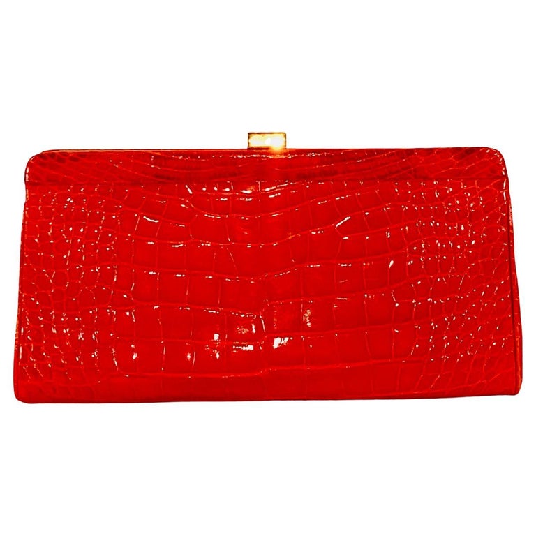 Finesse La Model Glazed Orange Alligator Clutch Handbag at 1stDibs