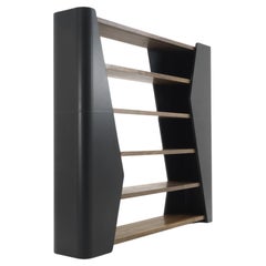 Finesse Wood & Leather Bookcase by Karim Rashid, Made in Italy