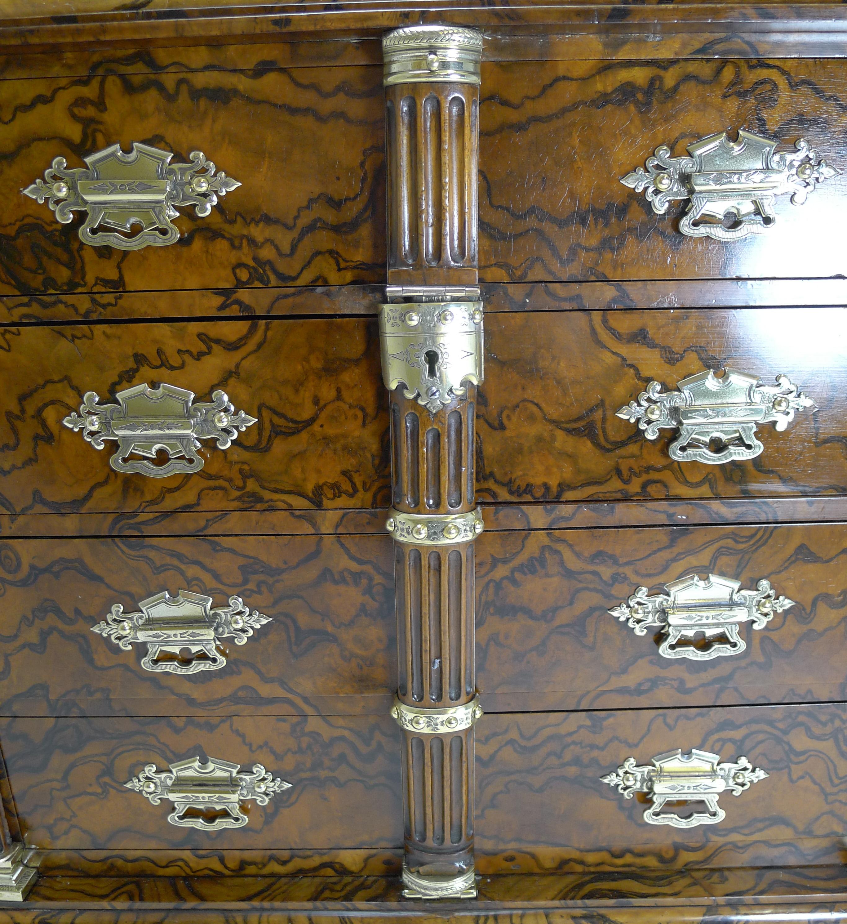 Finest Antique English Burr Walnut and Brass Cigar Cabinet / Humidor, circa 1880 For Sale 4