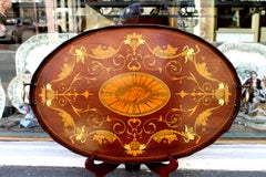 Finest Antique English Marquetry Inlaid Mahogany "Adam" Style Tray