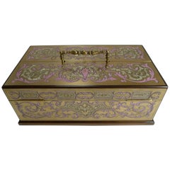 Finest Antique French Pink "Boulle" Inkwell / Desk Set, circa 1830