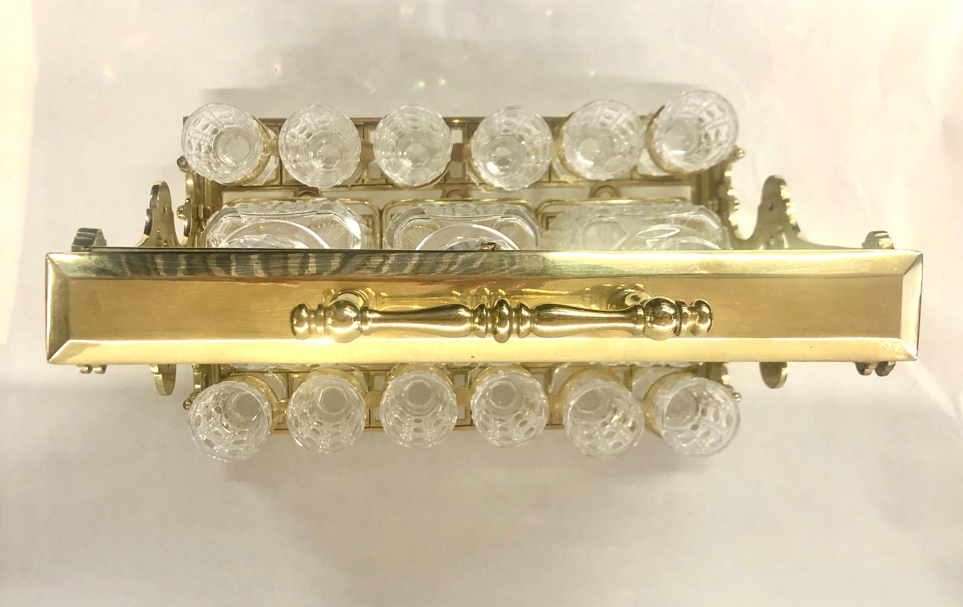Finest Antique Signed Baccarat Handcut Crystal & Ormolu 3-Bottle Tantalus Set 10