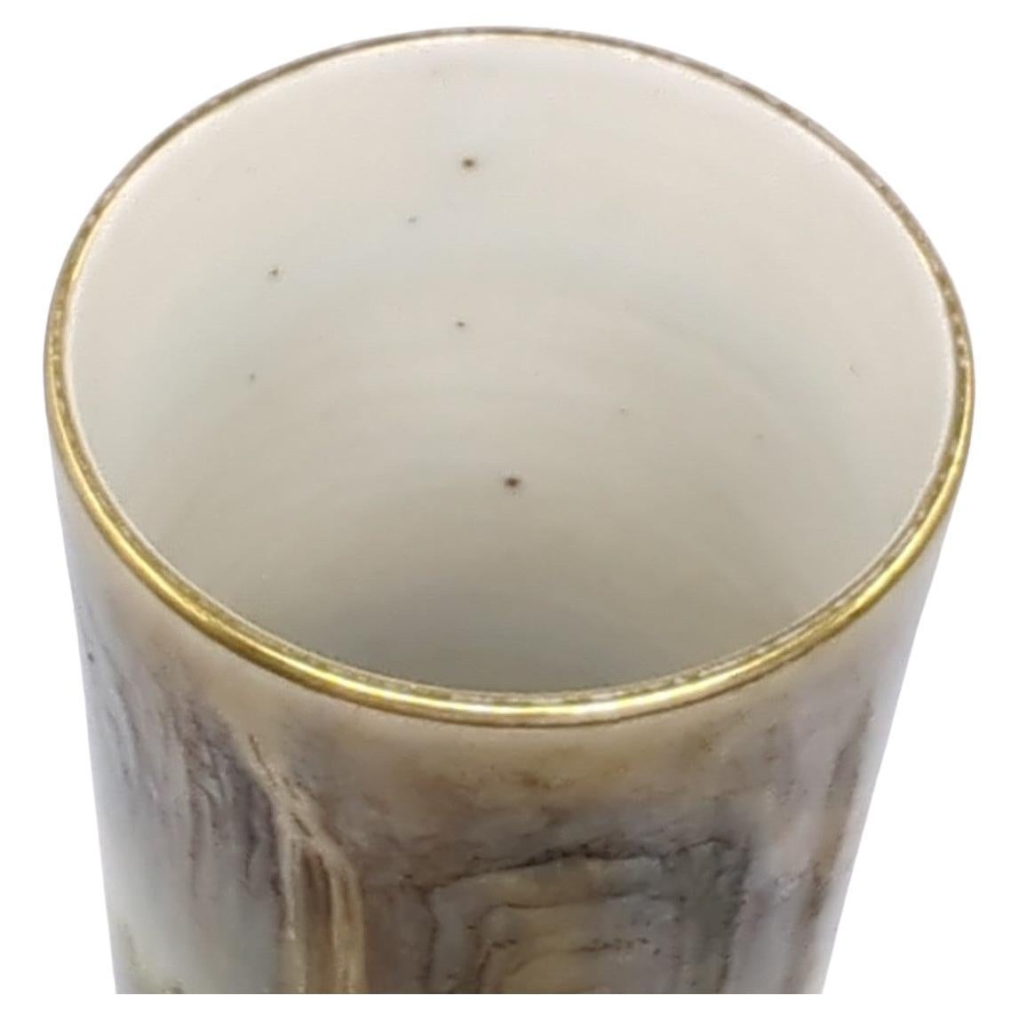 Finest Chinese Famille Rose Fencai Shanshui Cylinder Vase Gilt Rim Early 20th C For Sale 2