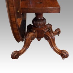 Finest English Burl Walnut Inlaid Dining Table