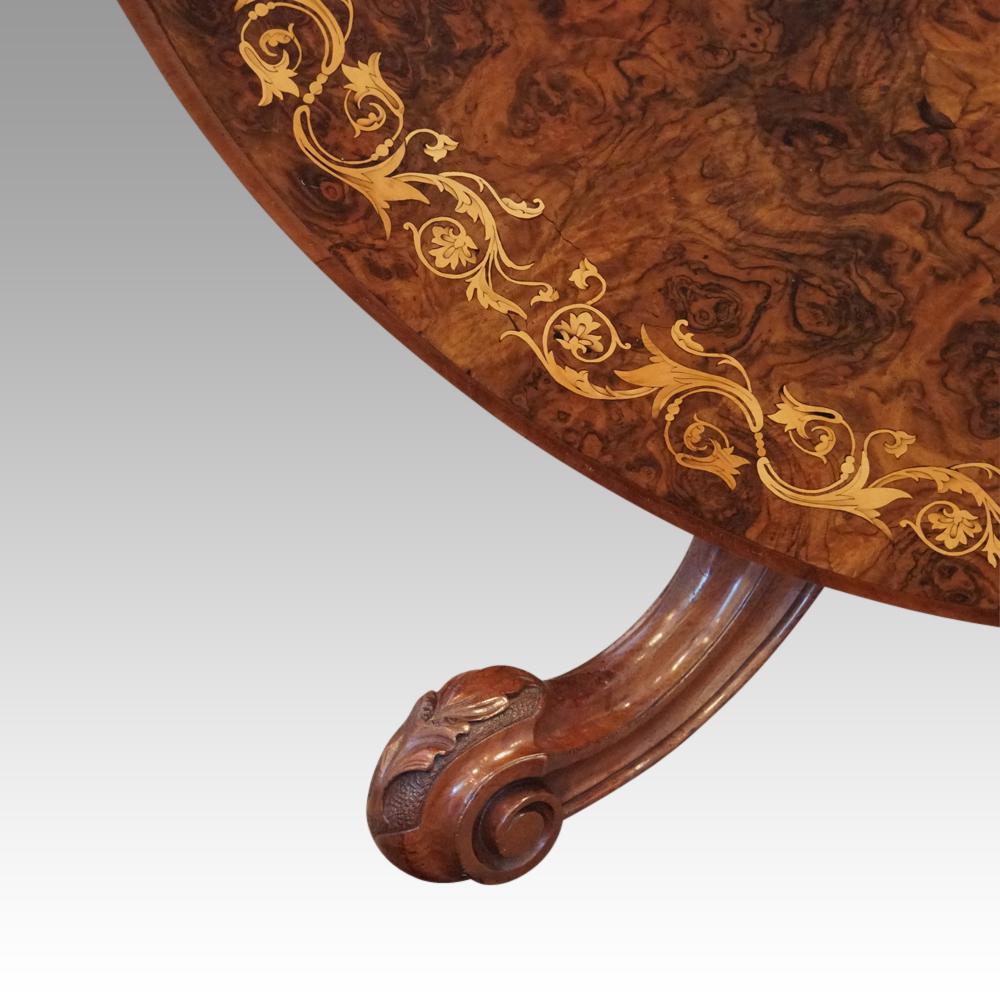 Finest English Burl Walnut Inlaid Dining Table For Sale 1