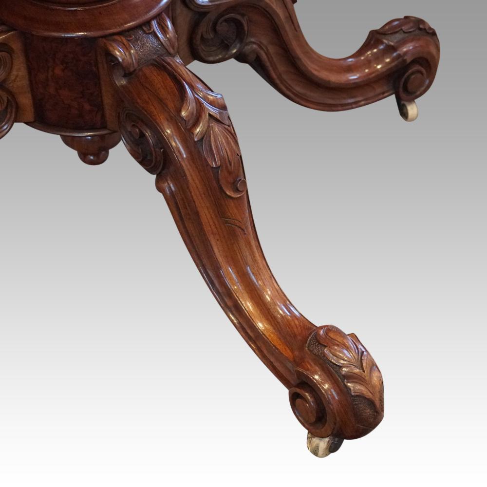Finest English Burl Walnut Inlaid Dining Table For Sale 2