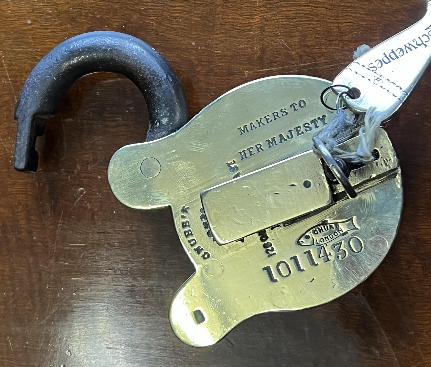 Finest Example Fully Hallmarked Chubbs Victorian Patent Padlock Original Key 1