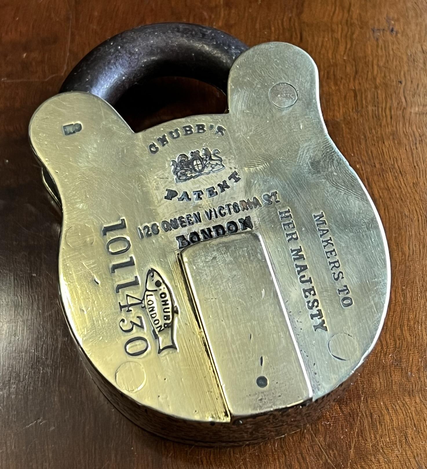 Hand-Carved Finest Example Fully Hallmarked Chubbs Victorian Patent Padlock Original Key
