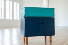 Finest Handcrafted Interlocking Lacquered Wood Small Vanity, Cabinet E