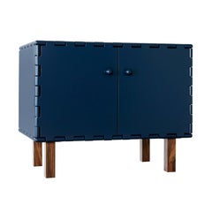 Finest Handcrafted Lacquered Interlocking Wood Panels Nightstand, Cabinet D