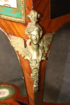 Antiker Damen-Schminktisch im Linke-Stil mit Porzellanplaketten und Bronzefiguren aus Bronze