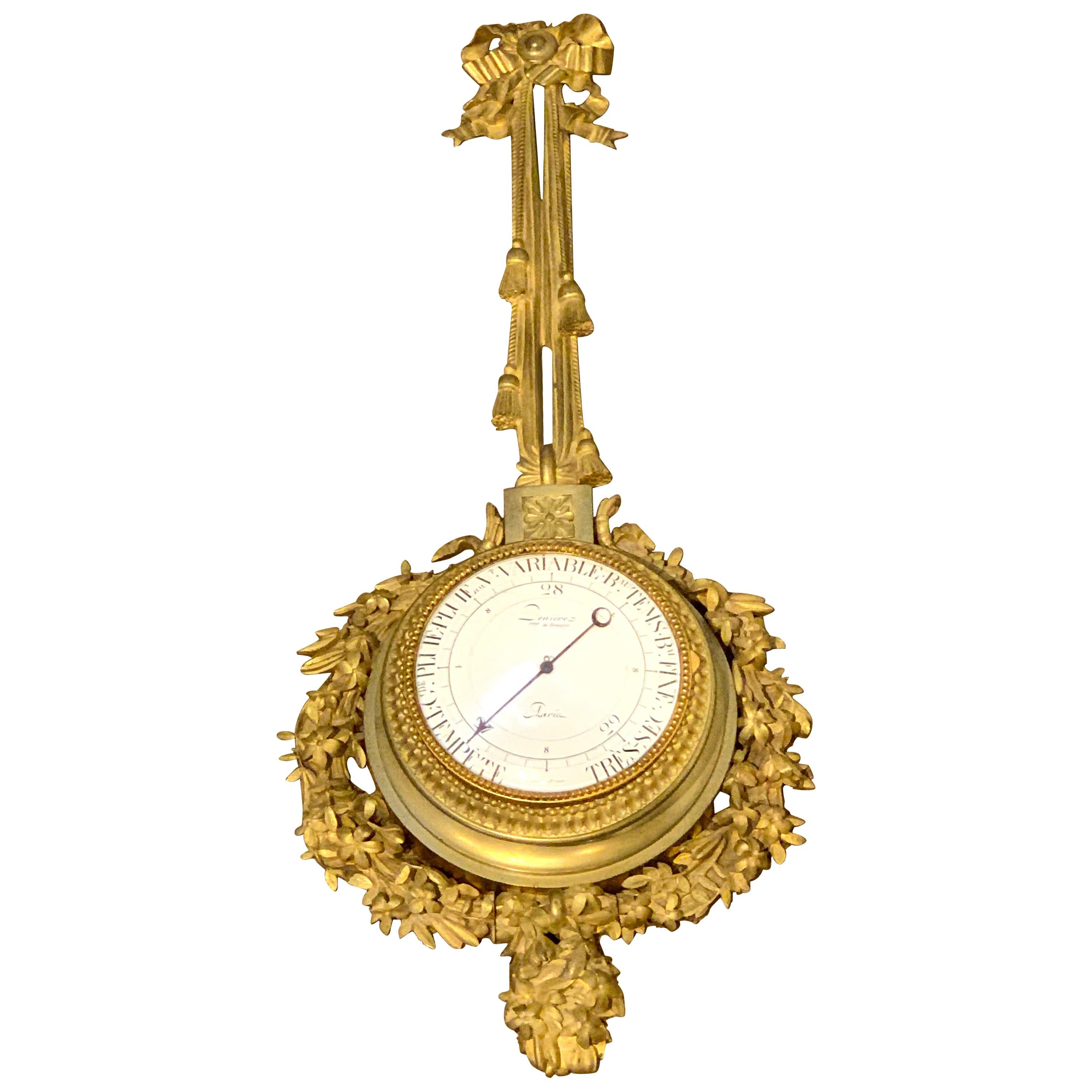 Finest Louis XVI Style Gilt Bronze Barometer, by Deniere, Paris For Sale