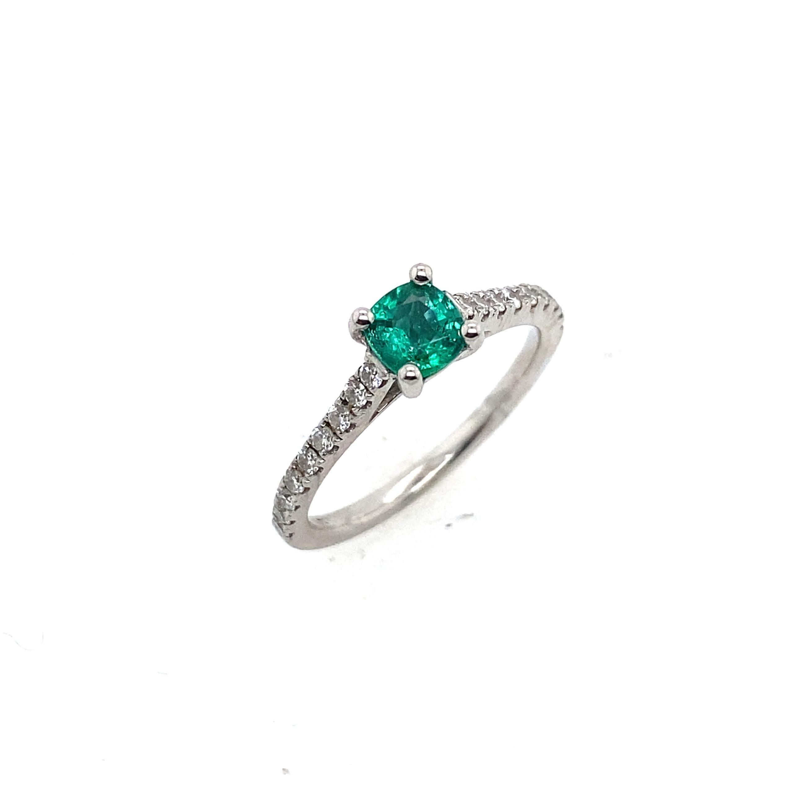 Finest Quality 0.75ct Emerald and 0.30ct Diamond Ring Set In 18ct White Gold
Finest Quality 0.75ct Emerald and Diamond Ring Set in 18ct White Gold. The ring is new Hallmarked as 18k Gold

Additional Information:
Total Diamond Weight: 0.30ct Total