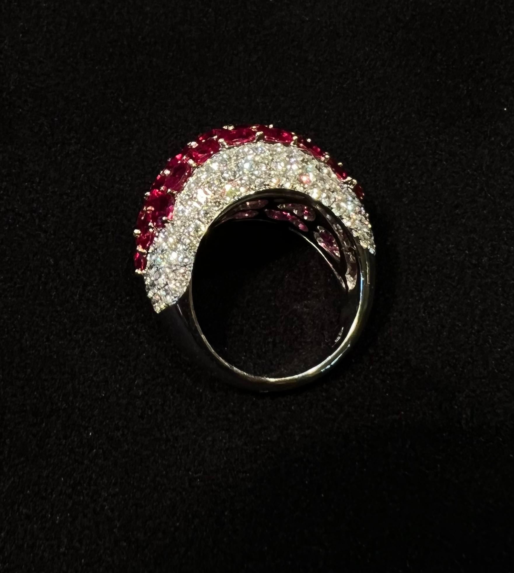 Oval Cut  Finest Quality 12.75 Carat Burmese Ruby and Diamond 18 Karat Gold Cocktail Ring