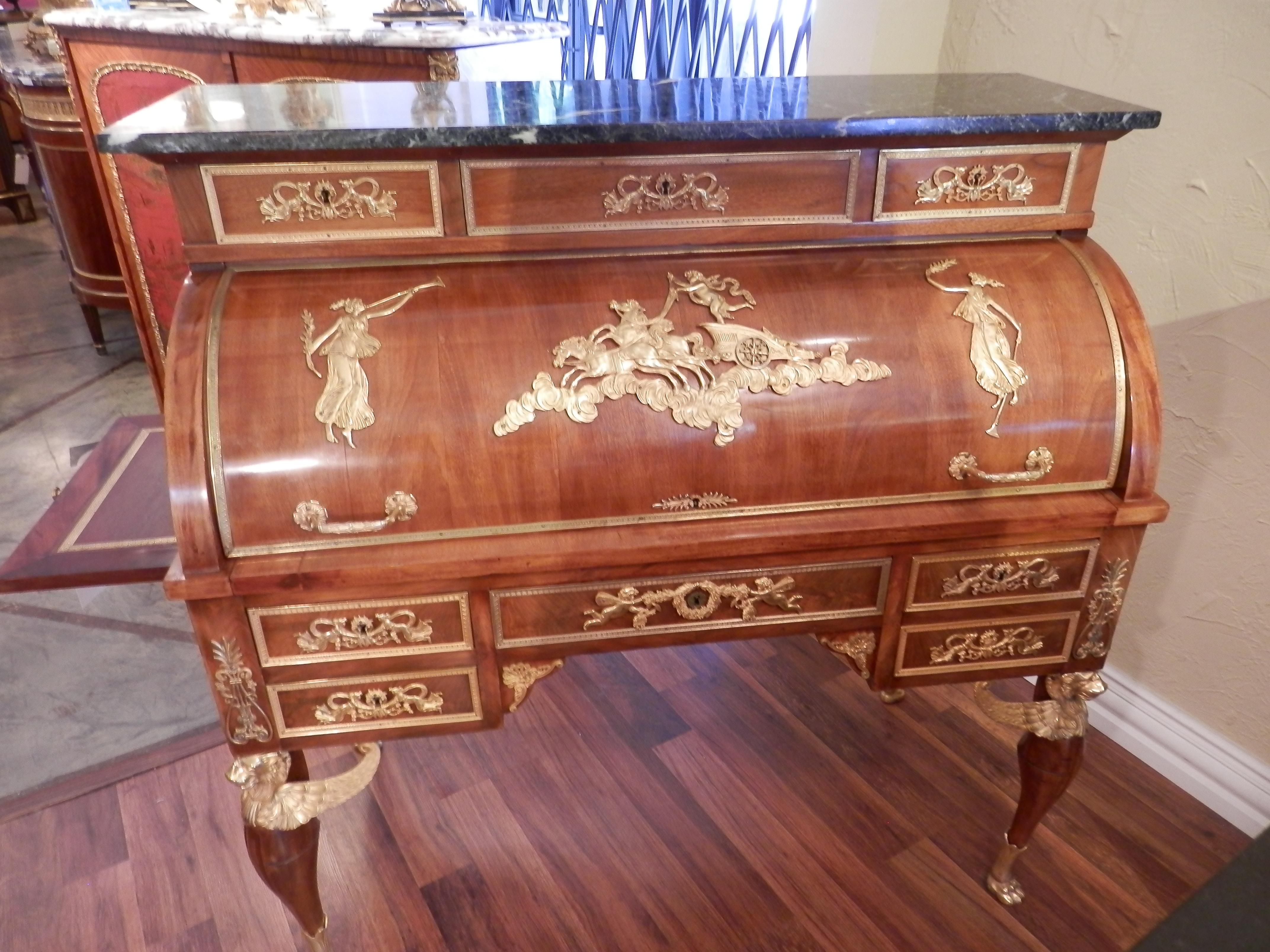 Finest quality 19th century French Empire roll top desk  6