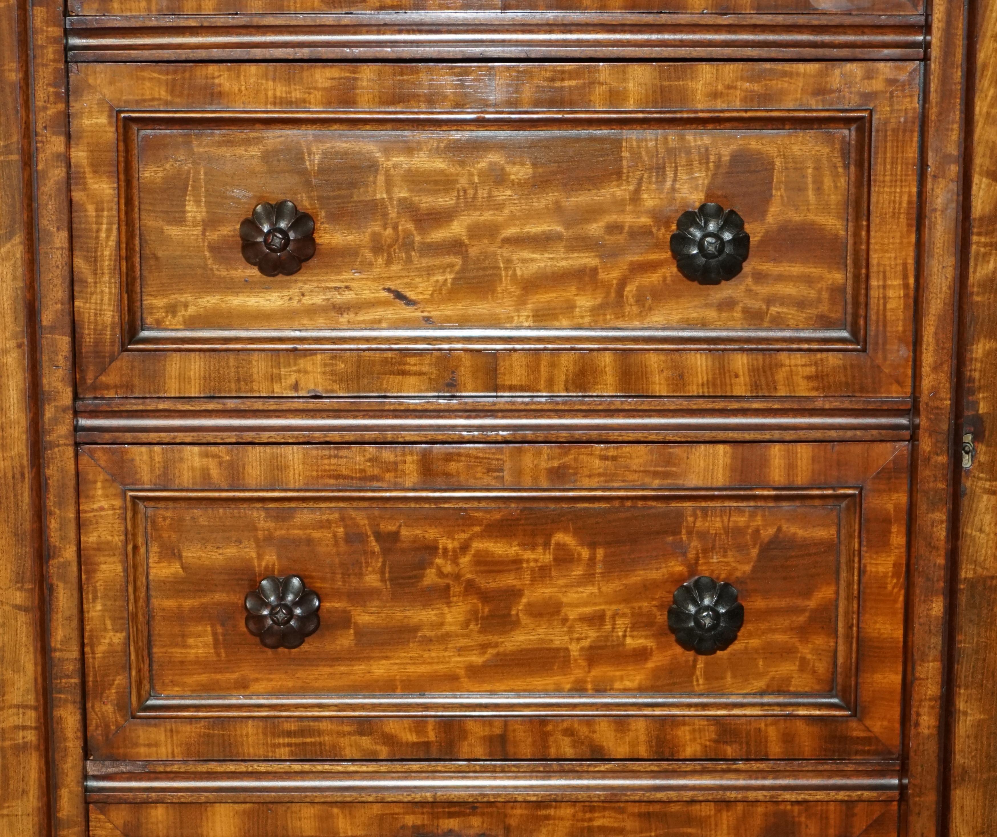 Finest Quality Antique 1830 Flamed Hardwood Wellington Chest of Drawers Bookcase For Sale 5