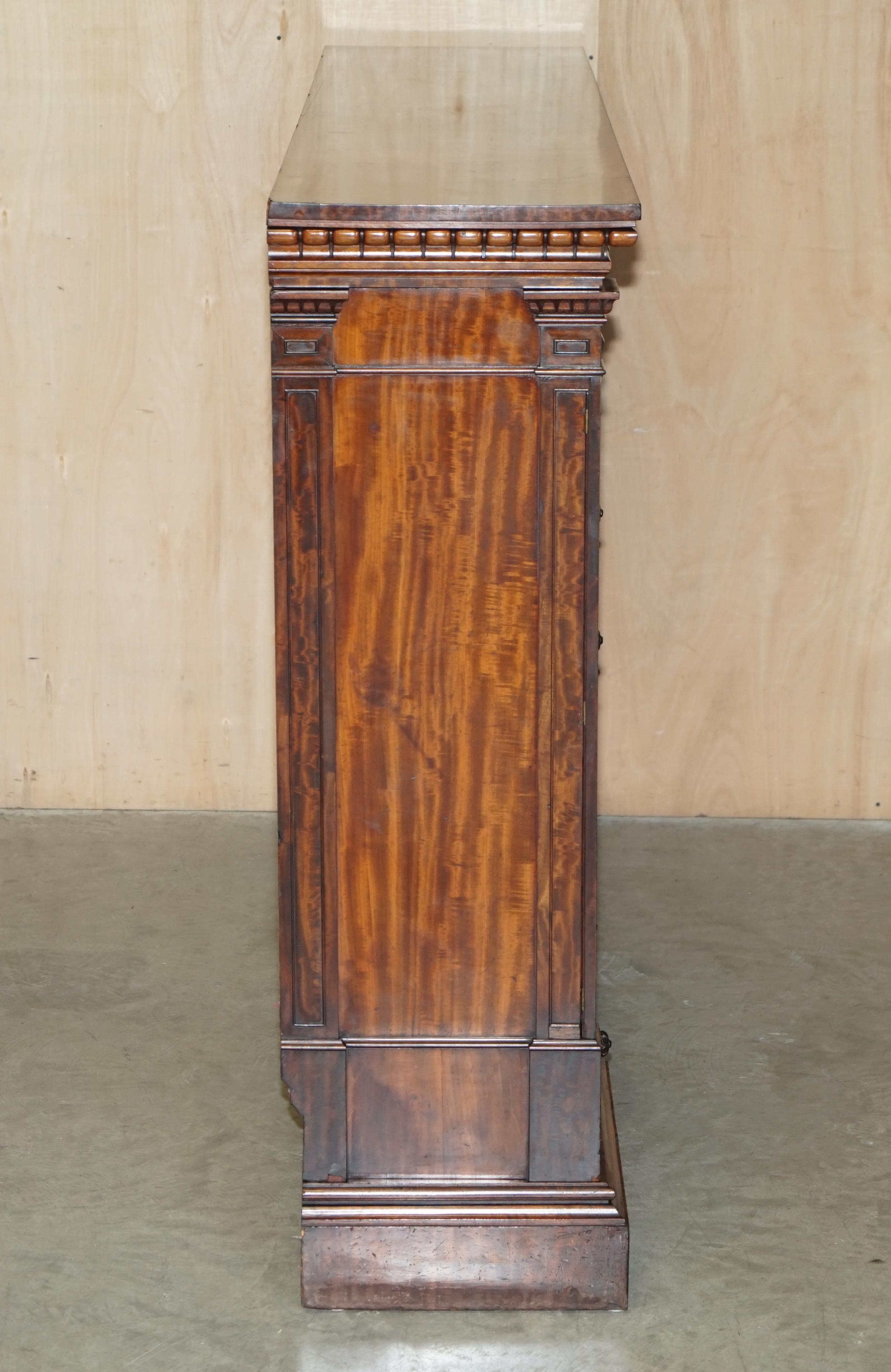 Finest Quality Antique 1830 Flamed Hardwood Wellington Chest of Drawers Bookcase For Sale 7
