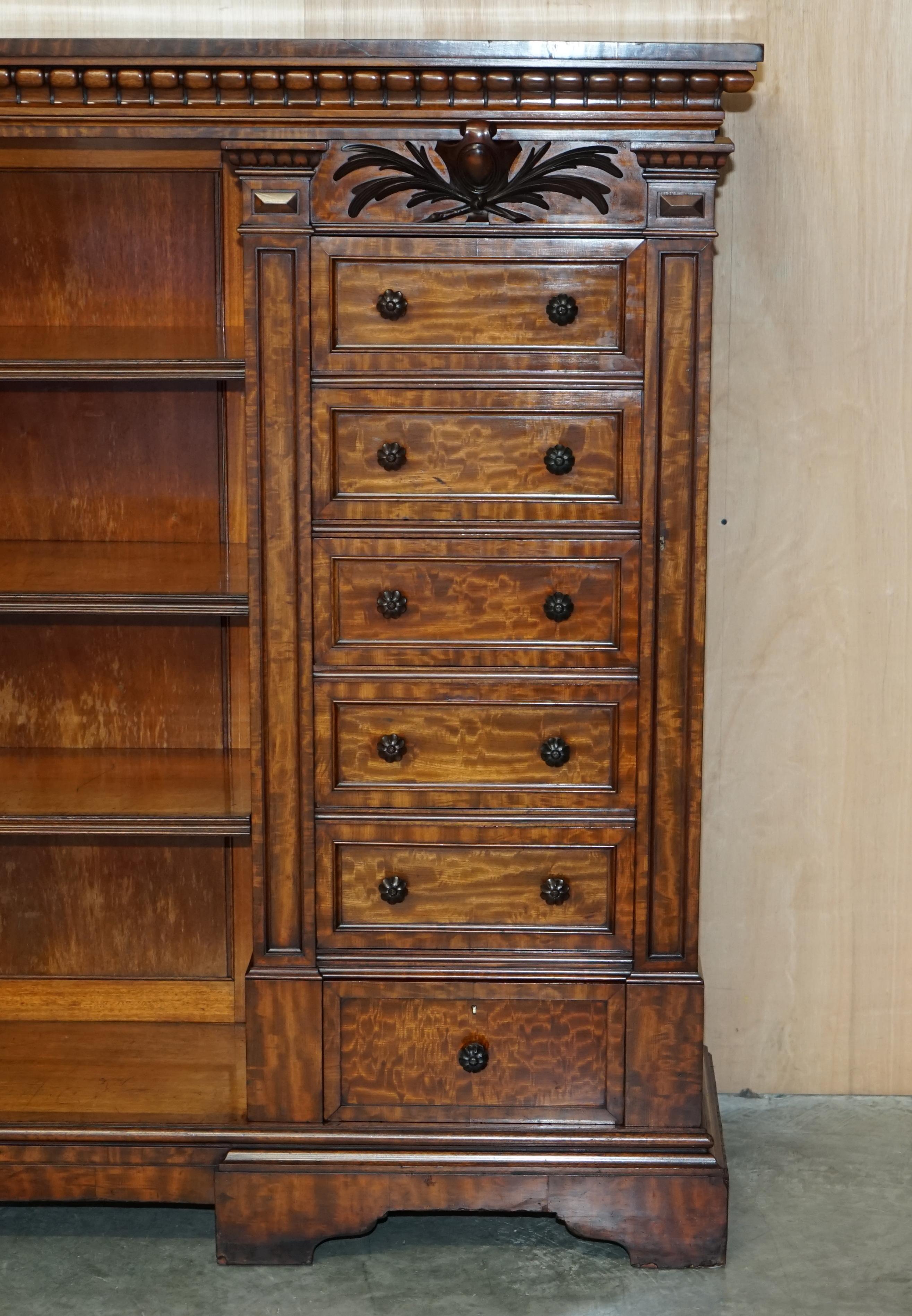 Finest Quality Antique 1830 Flamed Hardwood Wellington Chest of Drawers Bookcase For Sale 3