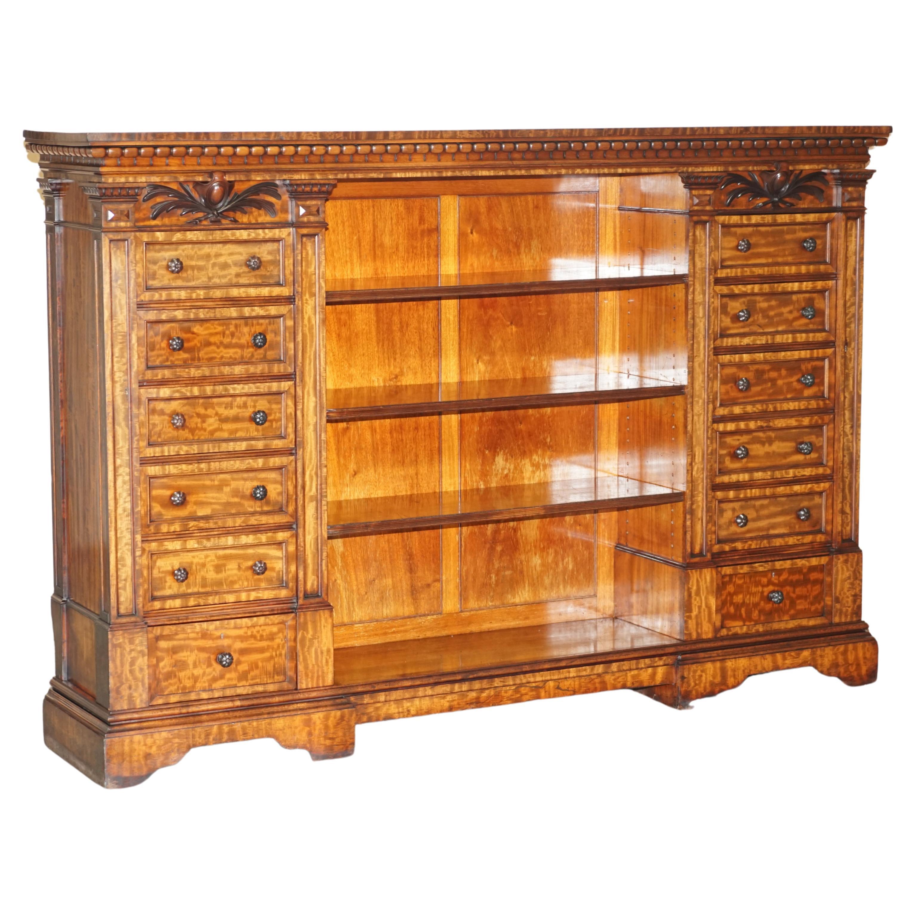 Finest Quality Antique 1830 Flamed Hardwood Wellington Chest of Drawers Bookcase For Sale