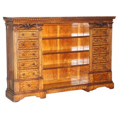 Finest Quality Antique 1830 Flamed Hardwood Wellington Chest of Drawers Bookcase