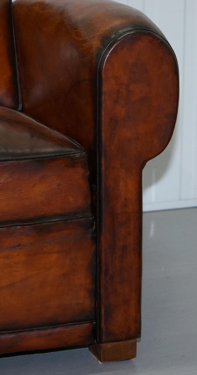 Finest Quality Art Deco Fully Restored Hand Dyed Brown Leather French