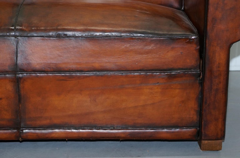 Finest Quality Art Deco Fully Restored Hand Dyed Brown Leather French