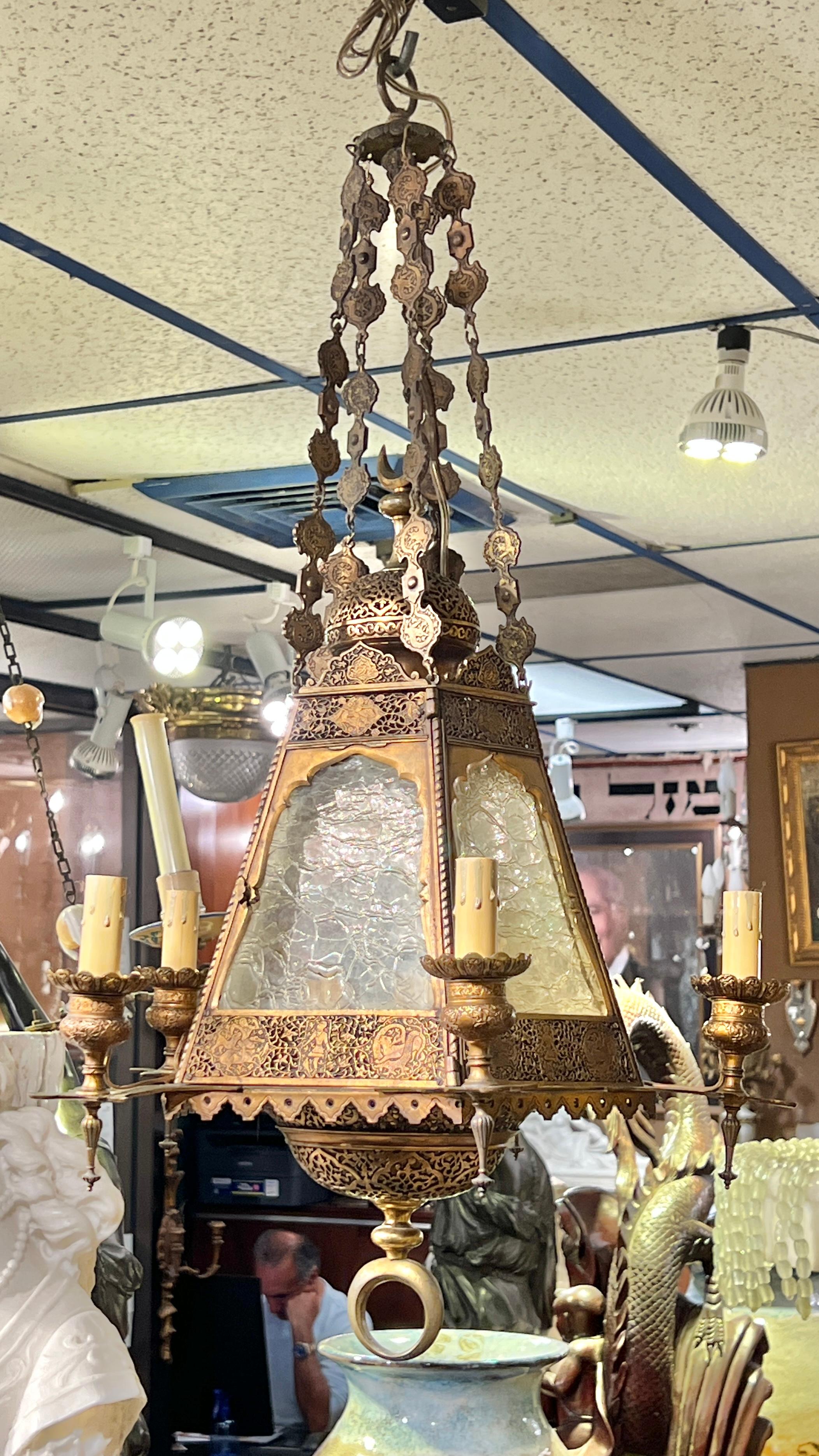 Finest  quality Bronze Orientalist /Middle eastern  Style Lantern Chandelier im Angebot 5