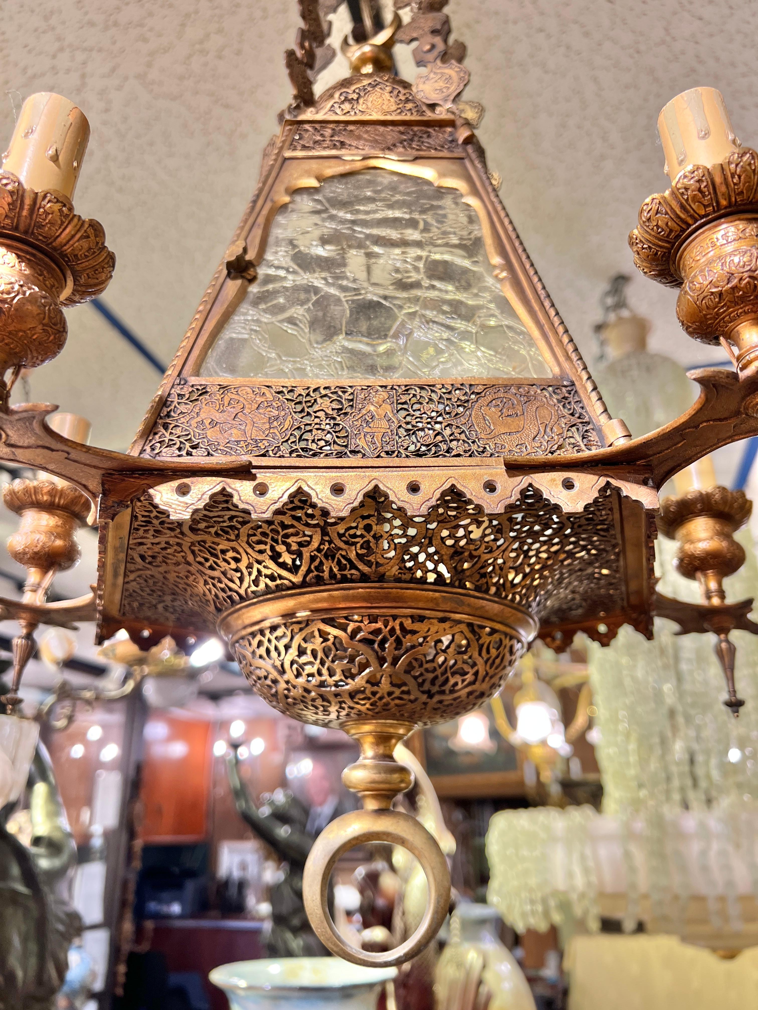 Finest  quality Bronze Orientalist /Middle eastern  Style Lantern Chandelier im Angebot 1