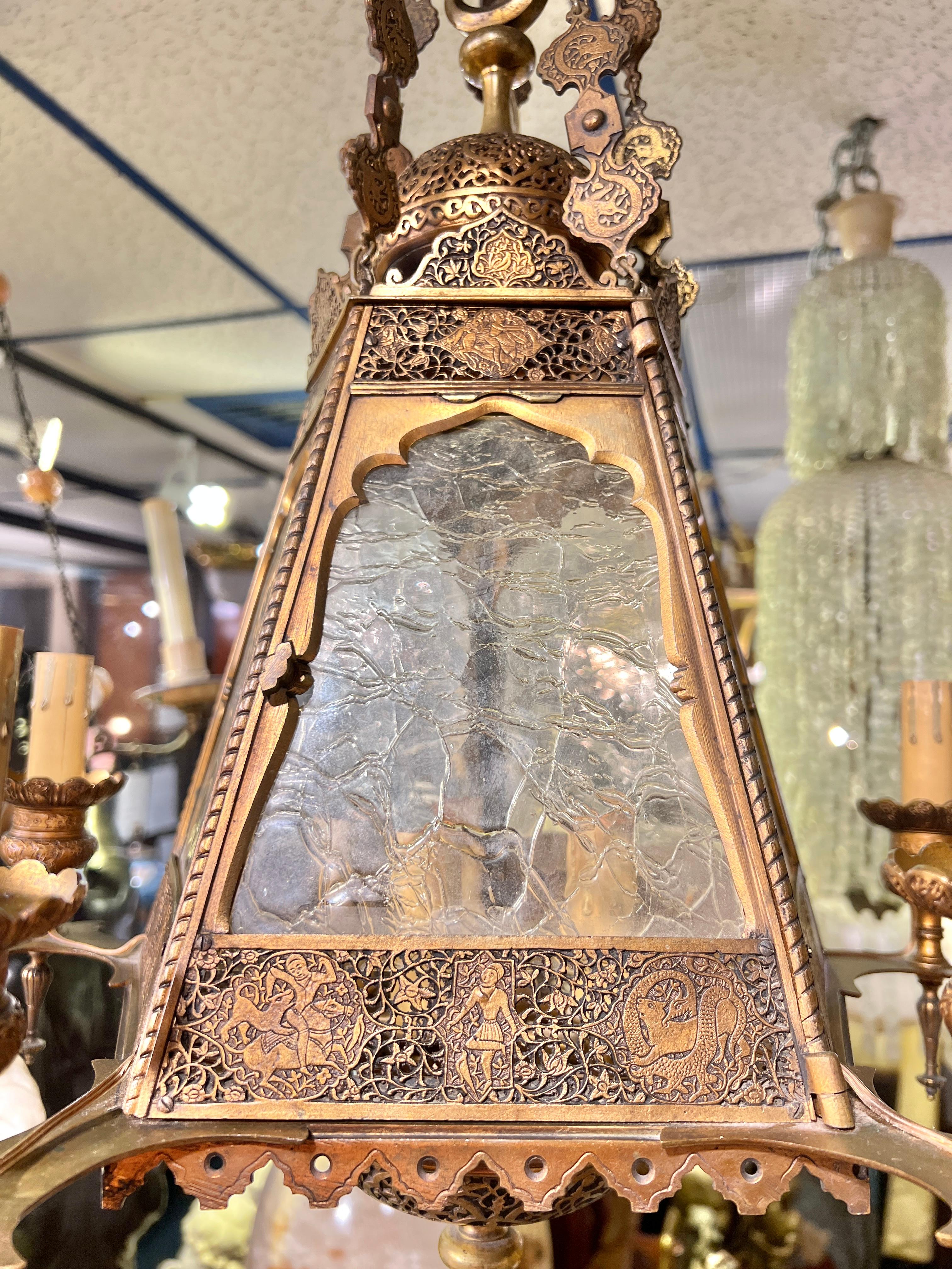 Finest  quality Bronze Orientalist /Middle eastern  Style Lantern Chandelier im Angebot 2