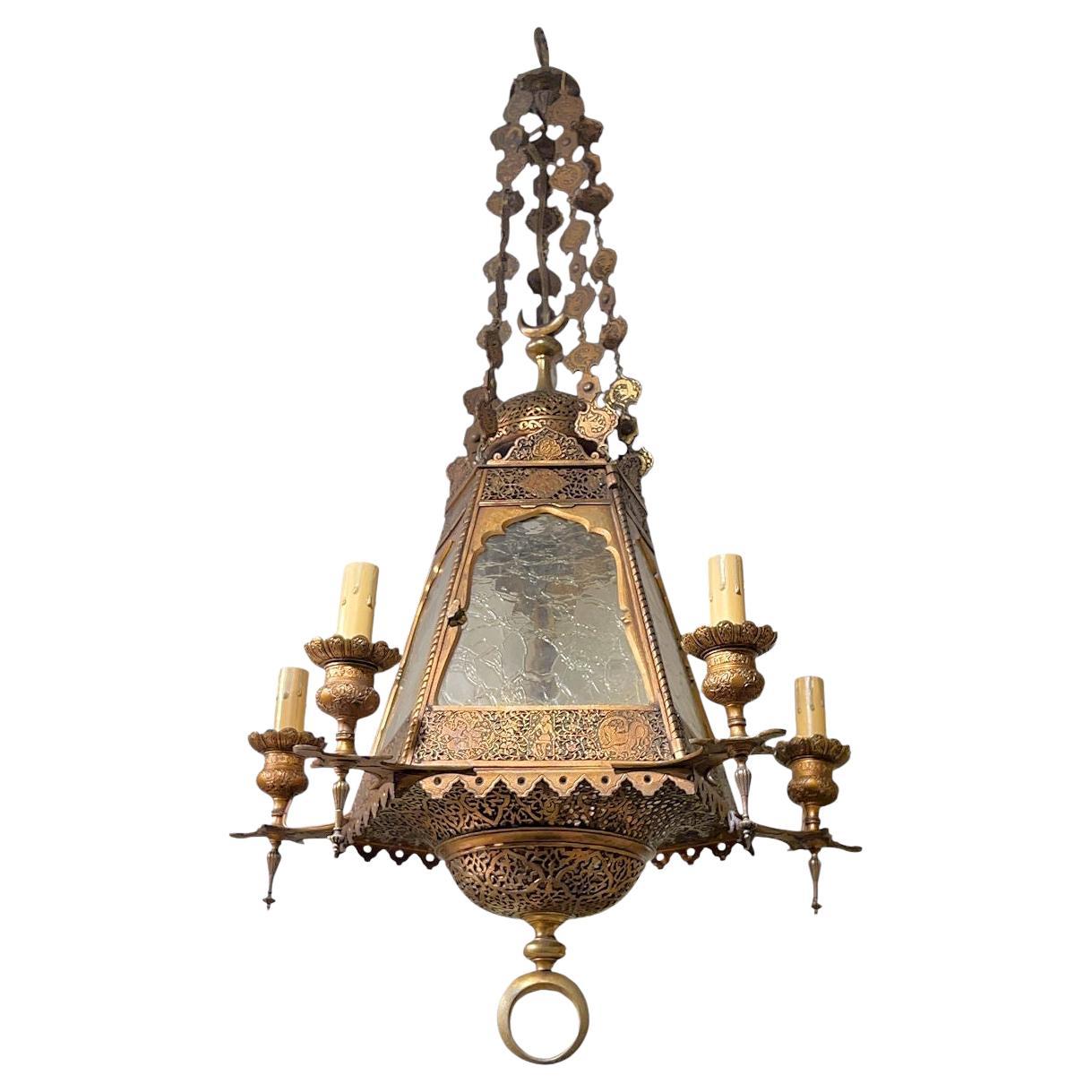 Finest  quality Bronze Orientalist /Middle eastern  Style Lantern Chandelier im Angebot