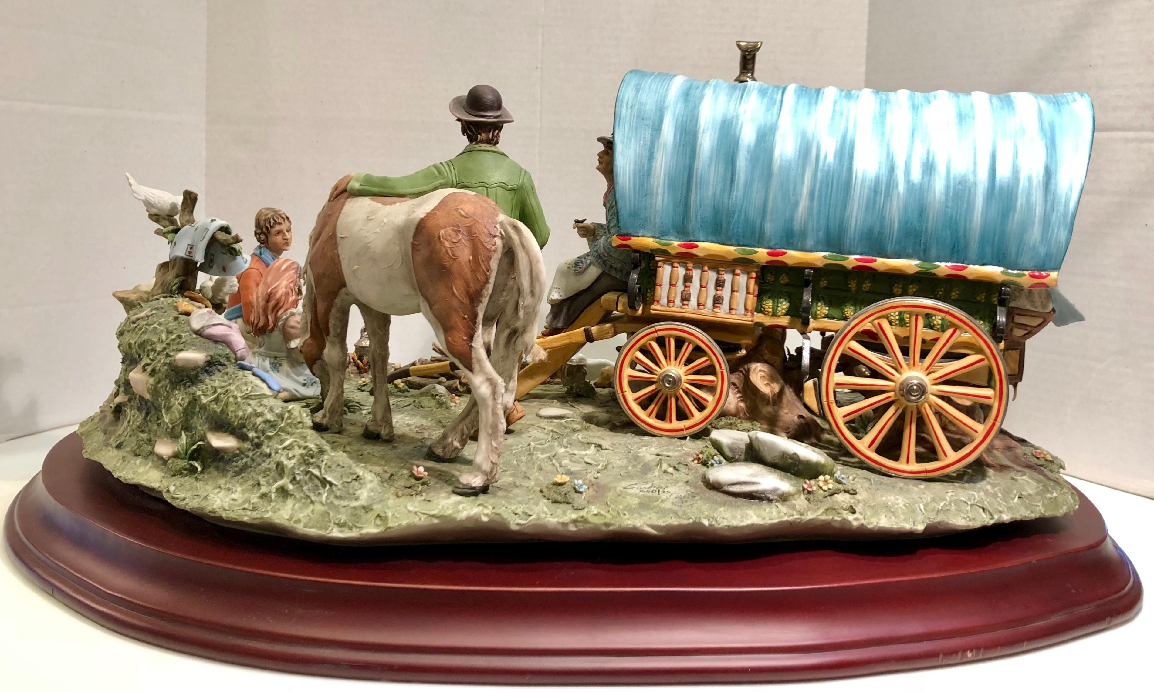 Finest Quality Capodimonte Gypsy Caravan Italian Porcelain Scene by Cortese 2
