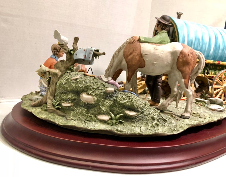 Finest Quality Capodimonte Gypsy Caravan Italian Porcelain Scene