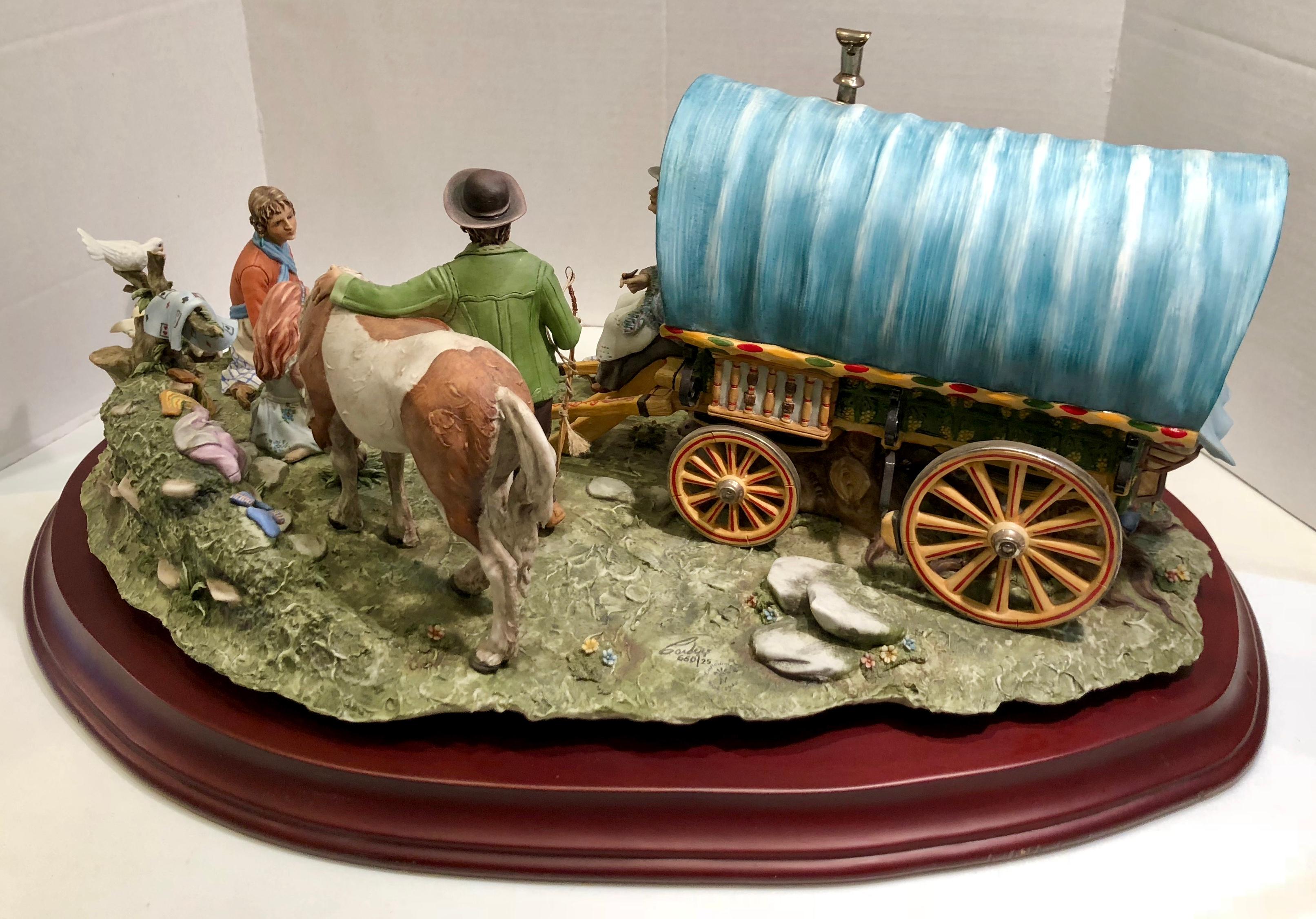 Finest Quality Capodimonte Gypsy Caravan Italian Porcelain Scene by Cortese 10