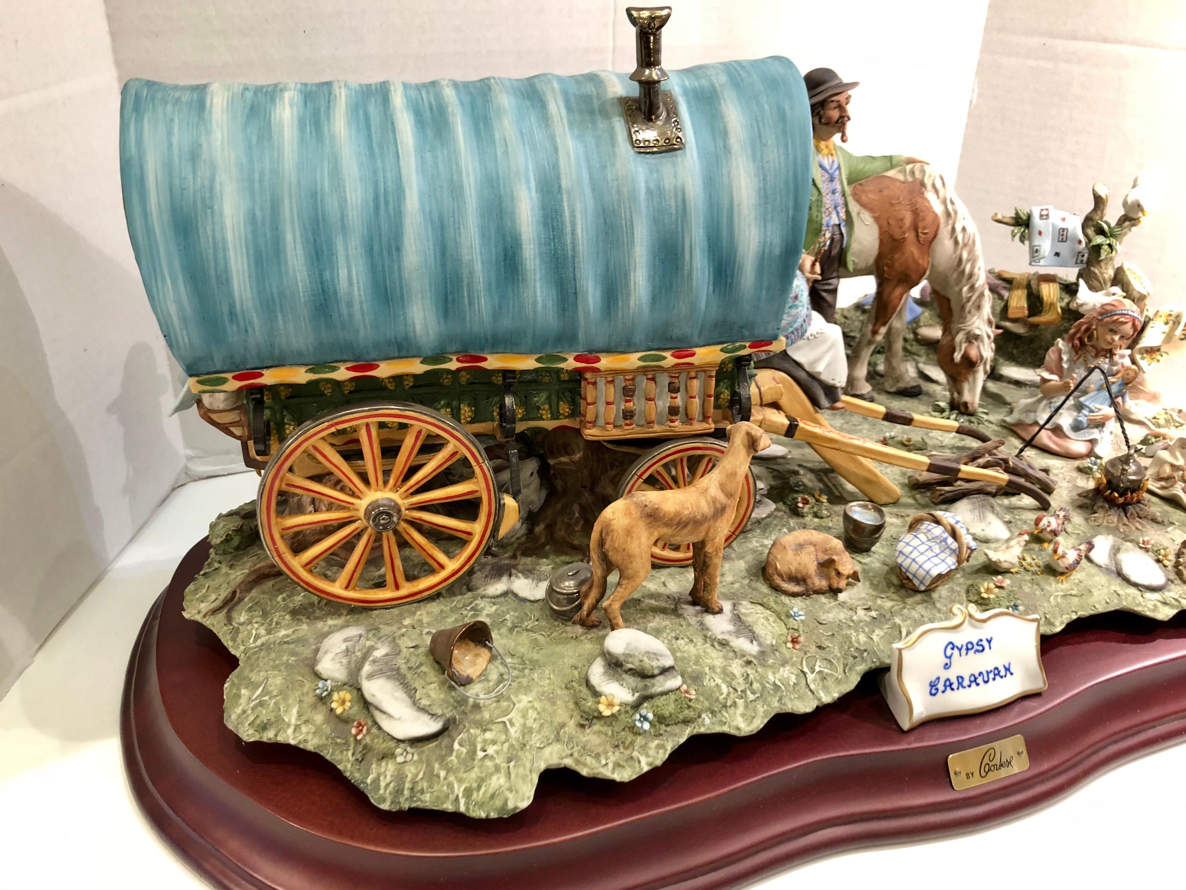 Other Finest Quality Capodimonte Gypsy Caravan Italian Porcelain Scene by Cortese