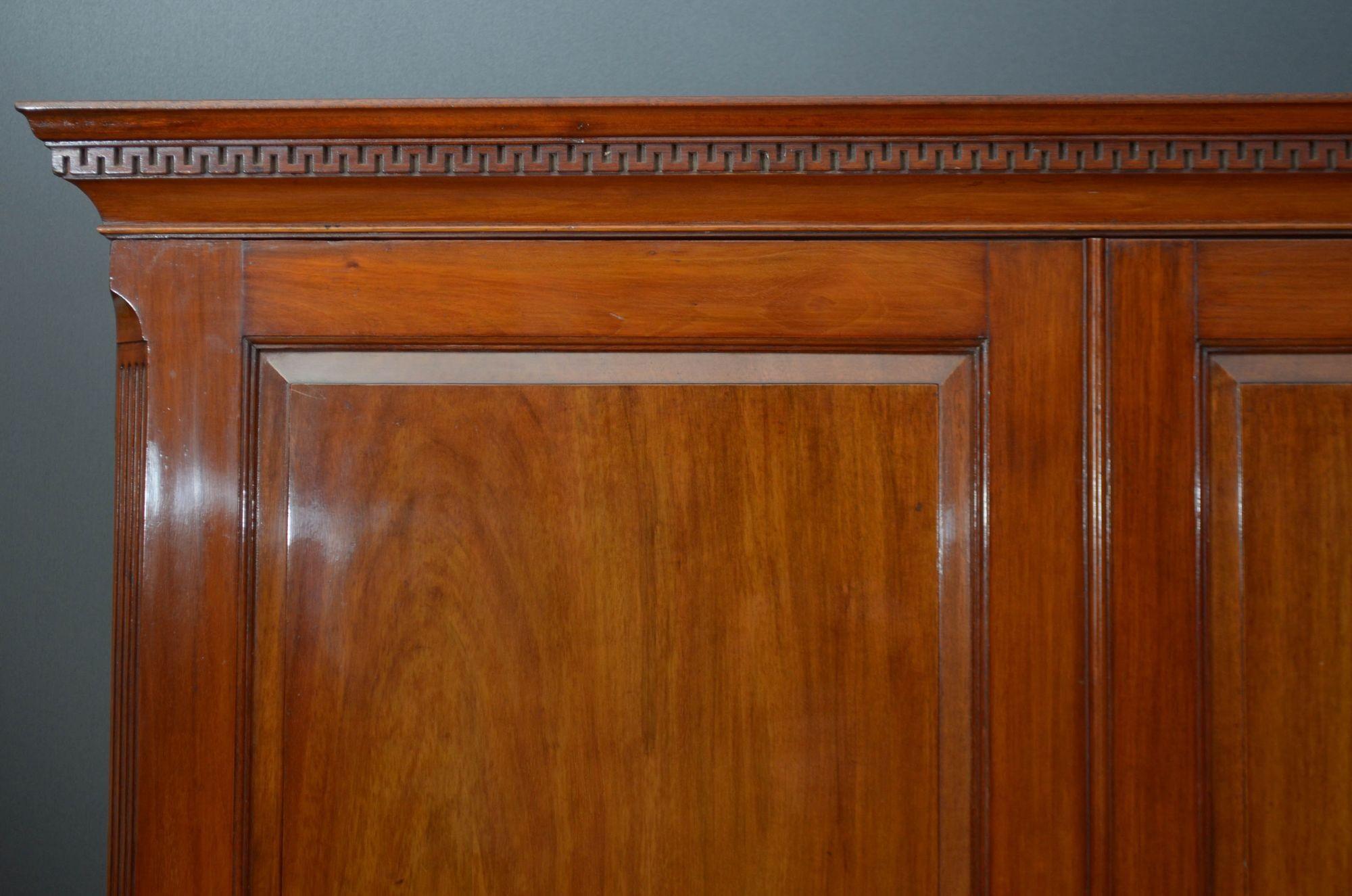 Early 20th Century Finest quality Edwardian Solid Mahogany Linen Press For Sale
