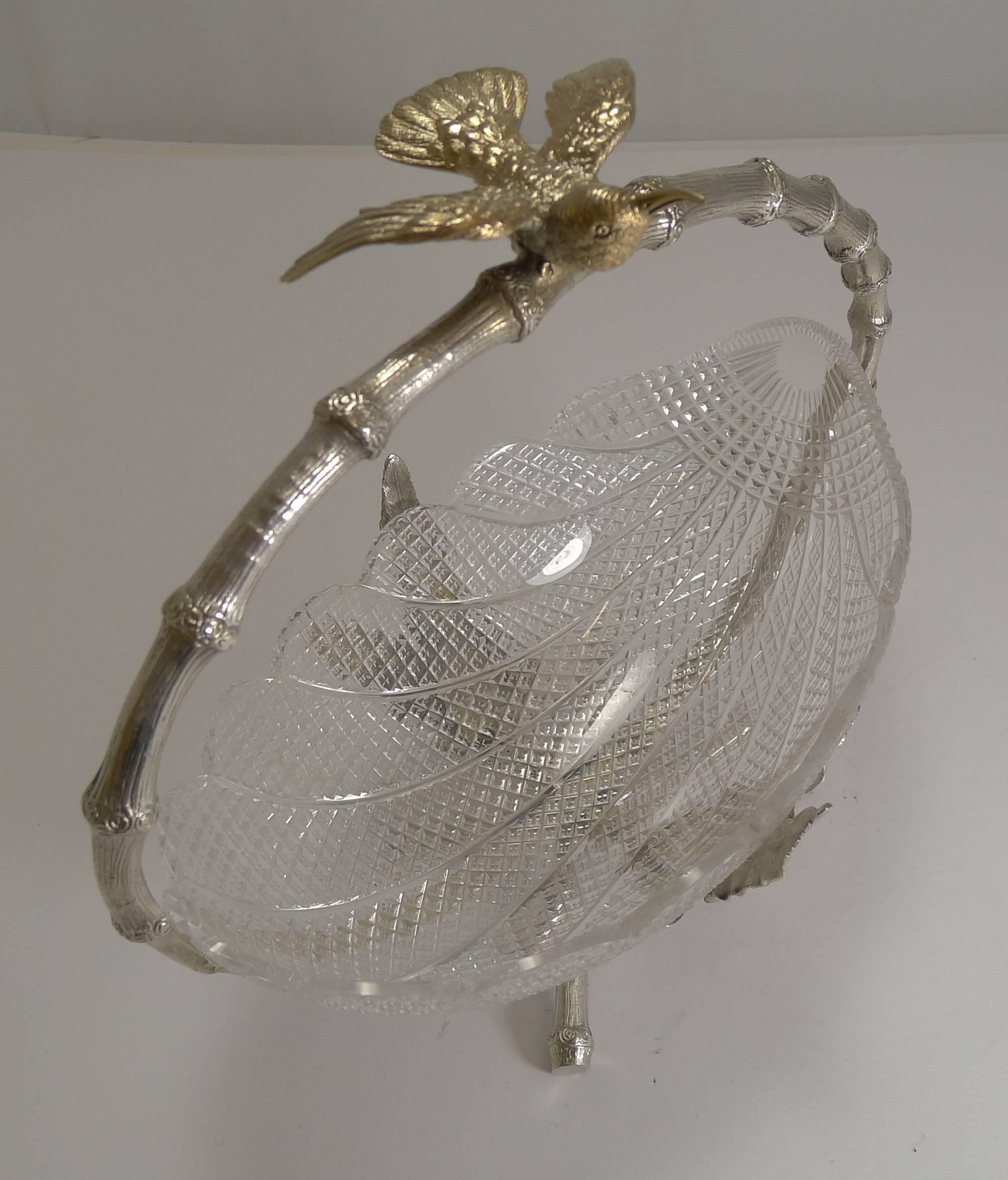 Finest Quality English Cut Crystal and Silver Plate Dish / Basket, circa 1880 For Sale 4