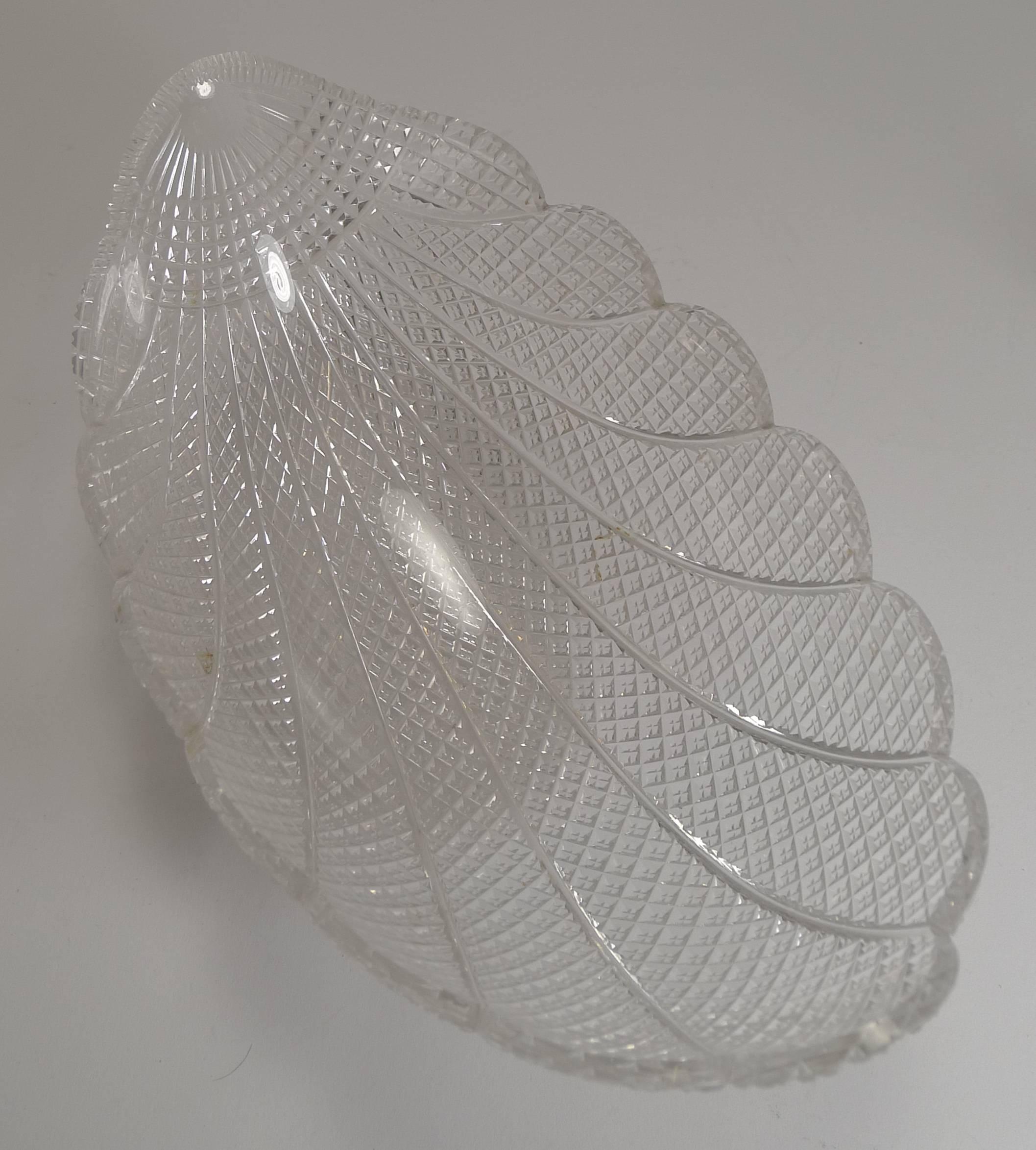 19th Century Finest Quality English Cut Crystal and Silver Plate Dish / Basket, circa 1880 For Sale