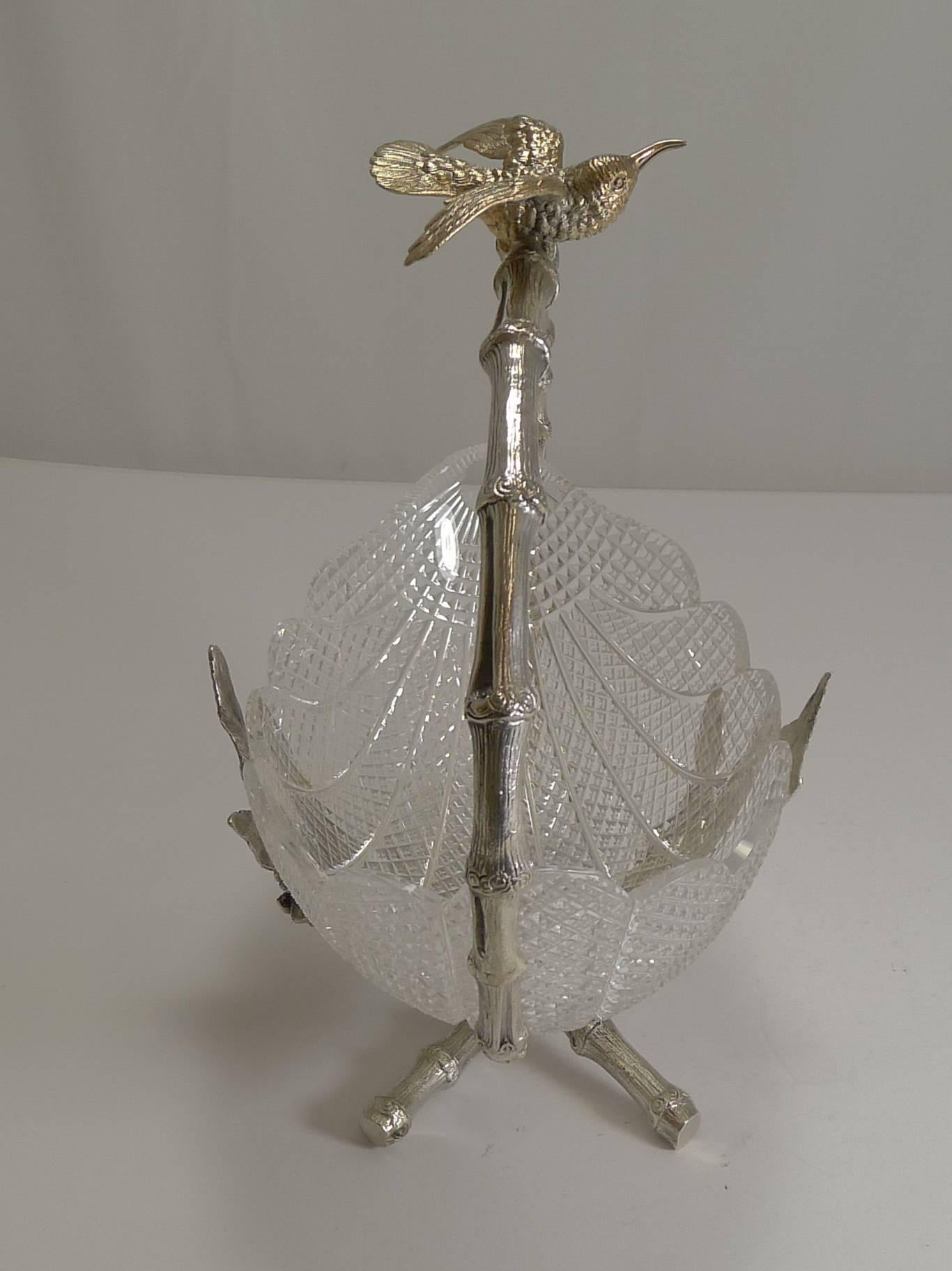 Finest Quality English Cut Crystal and Silver Plate Dish / Basket, circa 1880 For Sale 3