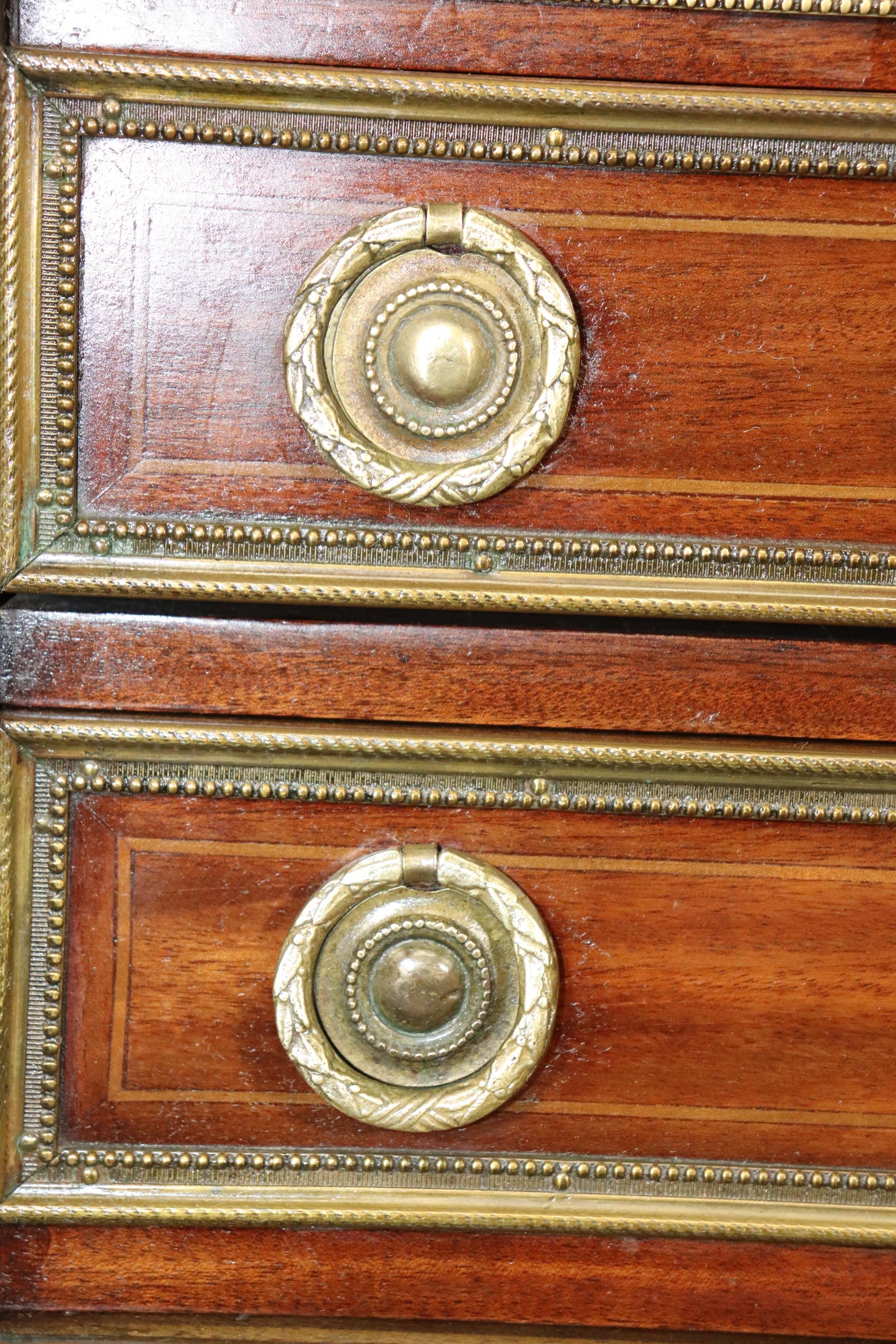 Finest Quality French Directoire Marble Top Bronze Mounted Sideboard Buffet In Good Condition In Swedesboro, NJ