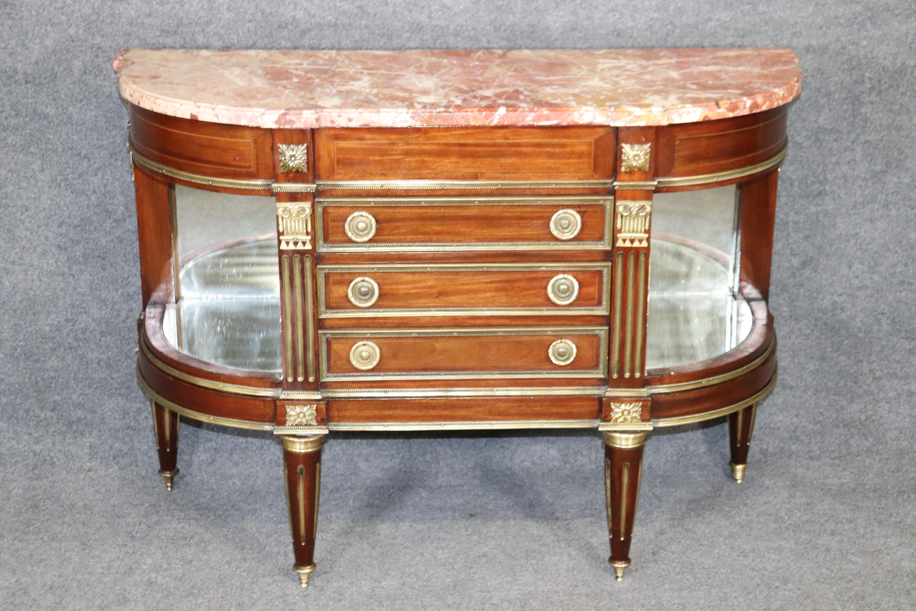 Mid-20th Century Finest Quality French Directoire Marble Top Bronze Mounted Sideboard Buffet