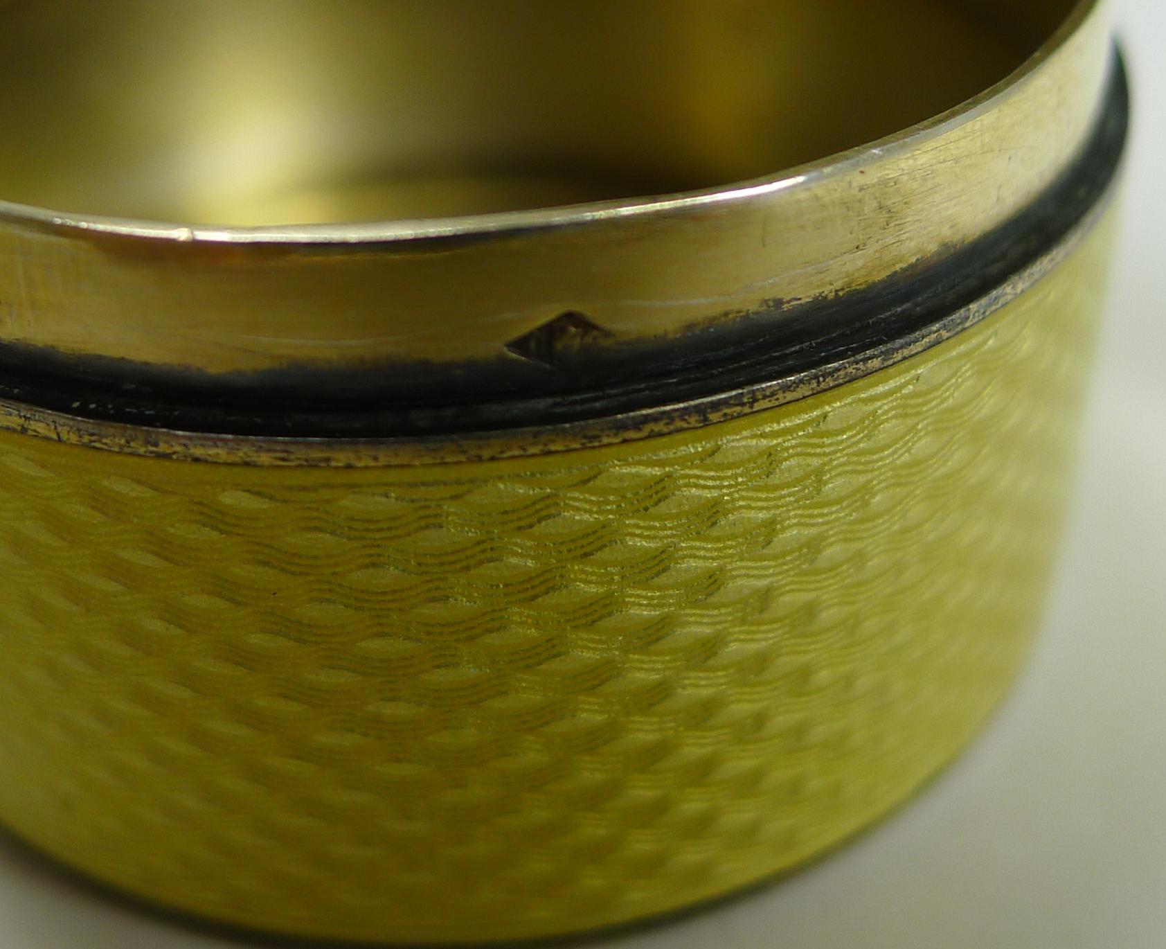 Sterling Silver Finest Quality French Silver Gilt and Guilloche Enamel Pill Box, circa 1900