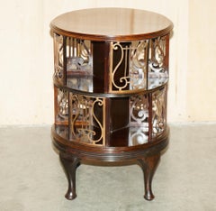 FiNEST QUALITY FULLY RESTORED ANTIQUE VICTORIAN HARDWOOD & BRASS BOOKCASE TABLE